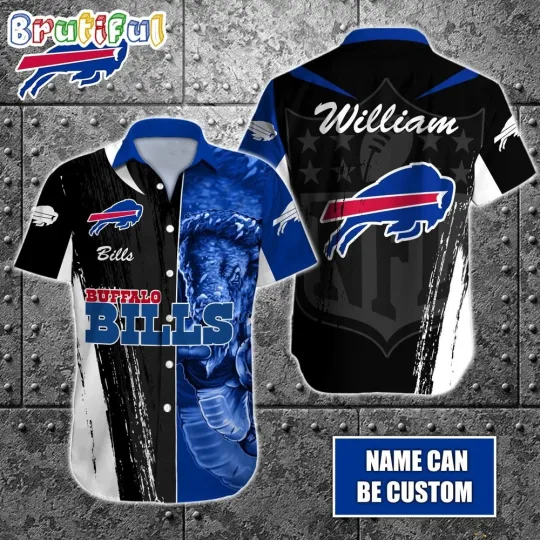 Discover Personalized football Buffalo Bills Hawaiian Shirt Special Half Tone Mascot