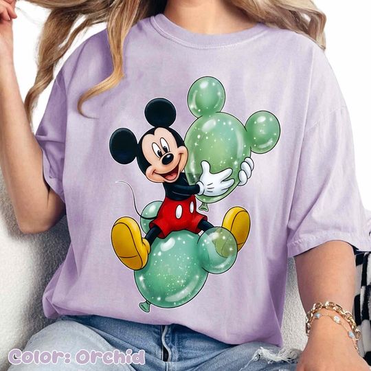 Discover Watercolor Mickey Mouse Shirt, Playful Mickey Holding Balloons Tee, Magic Kingdom, Mickey Lover Shirt, Disneyland Family Trip Outfit