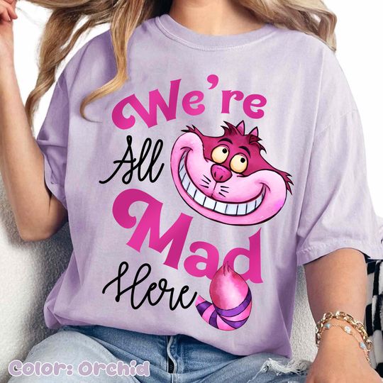 Discover Disney Alice In Wonderland Shirt, Were All Mad Here Tee, Watercolor Cheshire Cat Shirt, Disneyland Family Trip Matching Outfits 2025