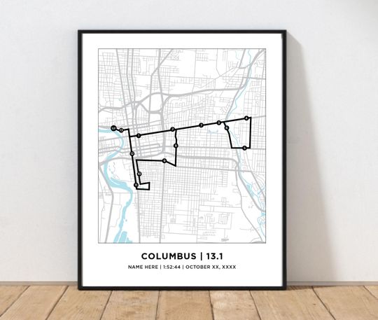 Discover Columbus 13.1 Half Marathoner Print | Personalized Columbus Map | Gift for Runners