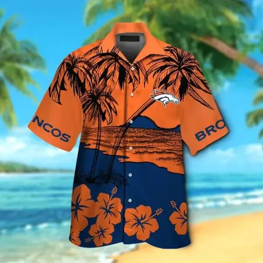 Discover Denver Broncos Short Sleeve Button Up Tropical Hawaiian Shirt
