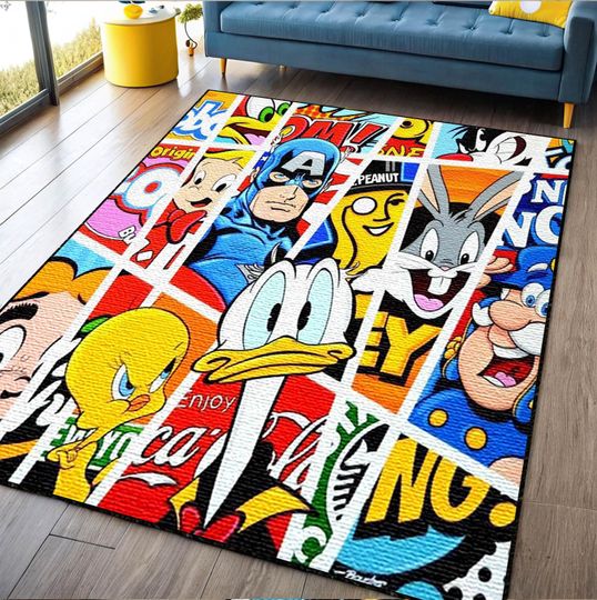 Discover Cartoon Character Rug: Custom Kids Room Nursery Rug, Washable