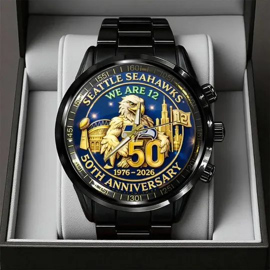 Discover Seahawks 50th Anniversary Black Stainless Steel Watch