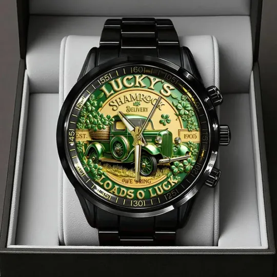 Discover Happy St. Patrick’s Day Black Stainless Steel Watch