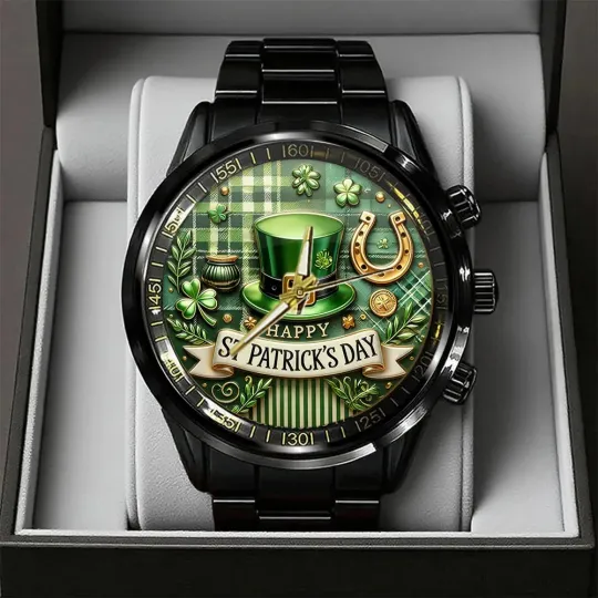 Discover Happy St. Patrick’s Day Black Stainless Steel Watch