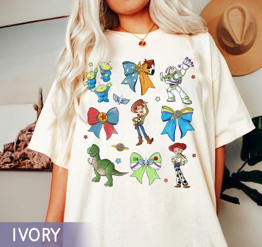 Discover Disney Watercolor Toy Story Coquette Bow Shirt, Woody Jessie Buzz Alien Rex Tee, Disneyworld Disneyland Family Trip Matching