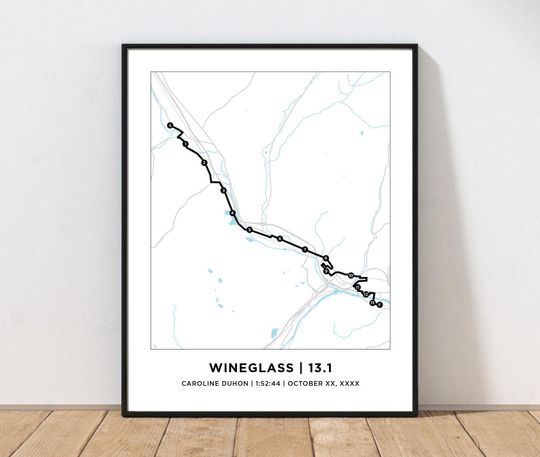 Discover Wineglass 13.1 Course Map Print | Personalized Runner Gift
