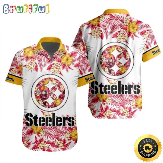 football Pittsburgh Steeler Hawaiian Shirt Special Floral Tropical Team Spirit