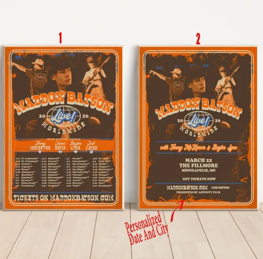 Discover Custom Maddox Batson Worldwide Tour 2026 Poster Custom date & city