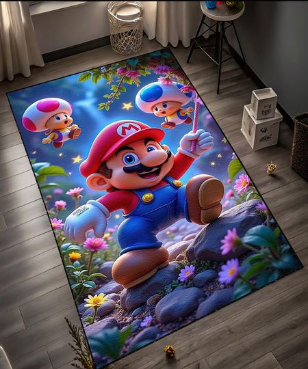 Discover Retro Mario Game Rug: Colorful Kids Room Decor
