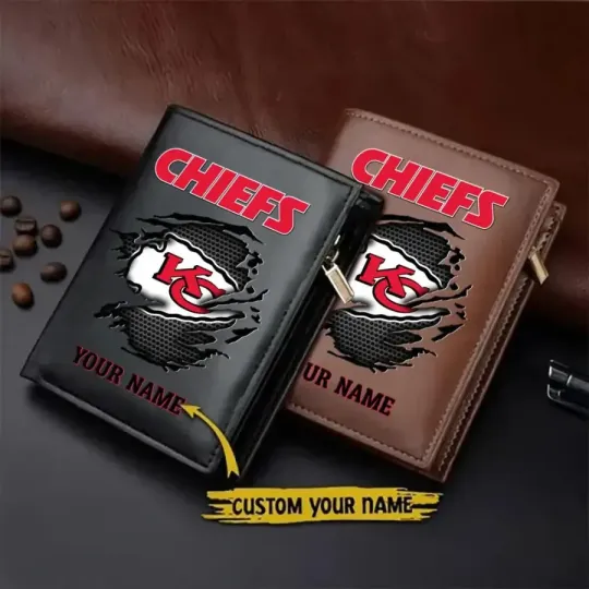 Discover Personalized Kansas City Football Team Chiefss  Leather Wallet Gift For Him