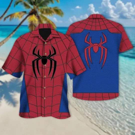 Discover Marvel Spider-Man Suit Hawaiian Shirt, Spider Man Suit Cosplay Hawaiian Shirt