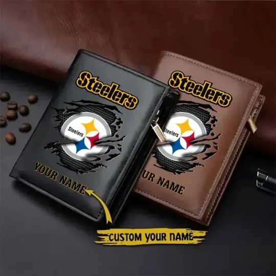 Discover Personalized Pittsburgh Football Team Steelerss Leather Wallet Gift For Him