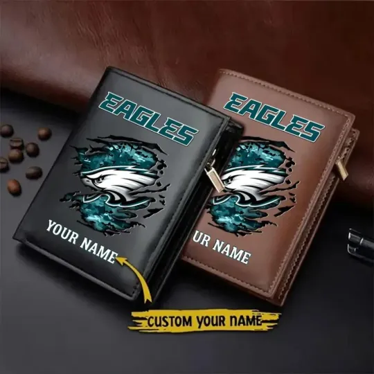 Discover Personalized Philadelphia Football Team Eagless Leather Wallet Gift For Him