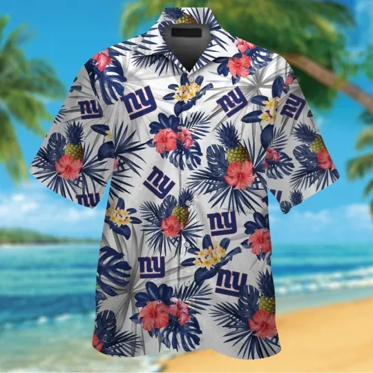 Discover New York Giants Short Sleeve Button Up Tropical Hawaiian Shirt