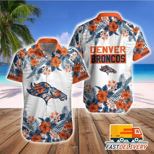 Discover Denver Broncos Beach Blossom Hawaiian Shirt