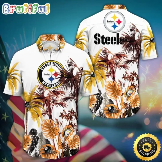 Discover football Pittsburgh Steeler Hawaiian Shirt Palm Tree Aloha Shirt For Fans