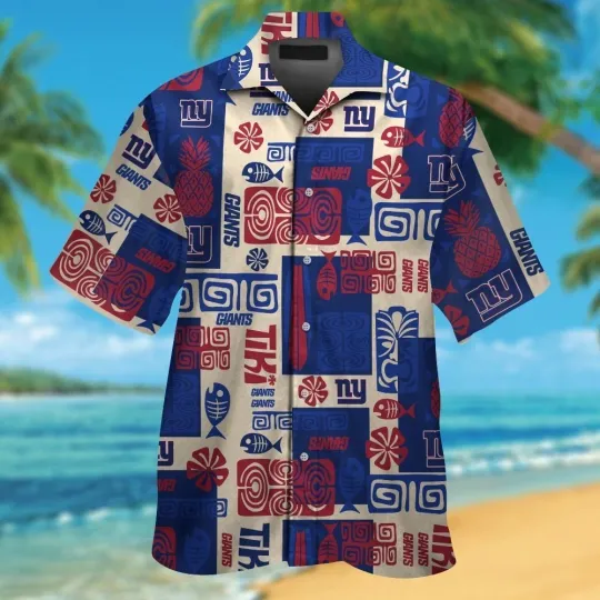 Discover New York Giants Short Sleeve Button Up Tropical Hawaiian Shirt