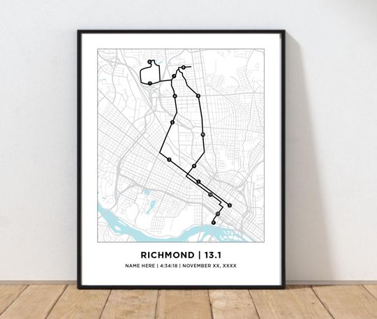 Discover Richmond Half 13.1 Map | Personalized Richmond Route Map | Gift for Runners | 13.1 Map