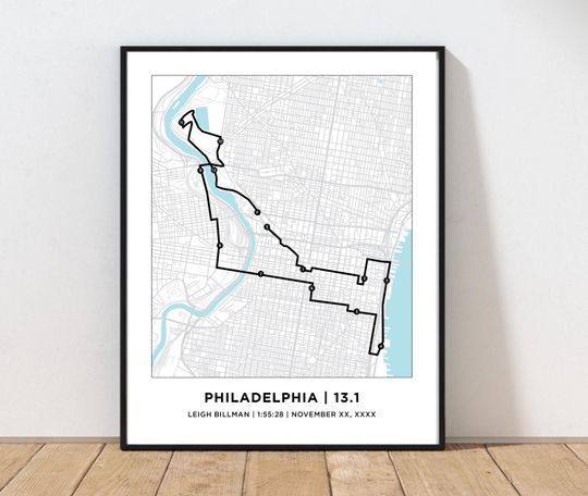 Discover Philadelphia Half 13.1 Marathoner Course Map | Personalized Philly Half 13.1 Marathoner Route Map | Gift for Runners | Philadelphia Map