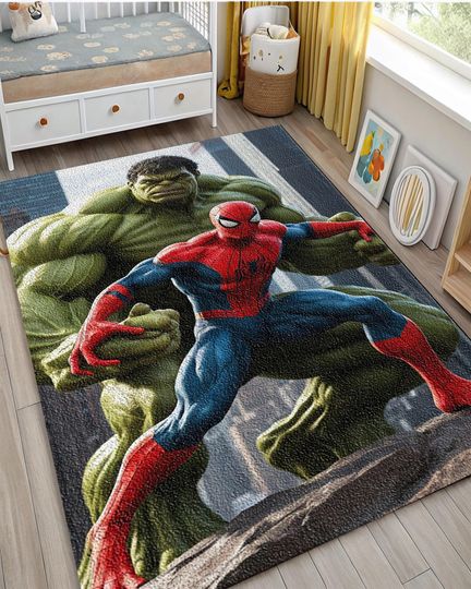 Discover Hulk Rug: Spider-Man, 3D Printed Super Hero Kids Room Carpet