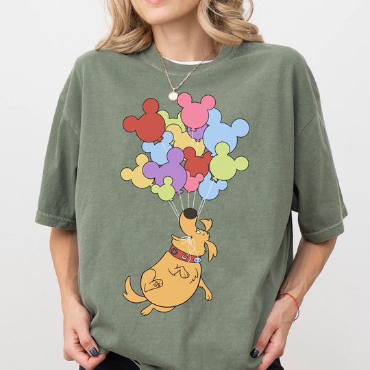Discover Disney Dug Dog Mickey Balloon Retro Up Movie Dog Shirt, Magic Kingdom Tee