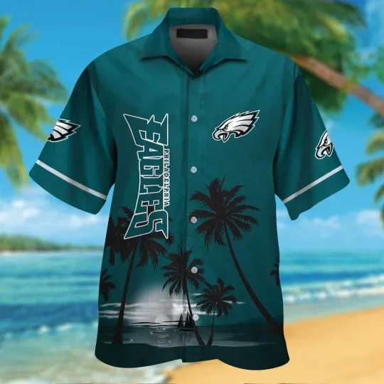 Discover Philadelphia Eagles Short Sleeve Button Up Tropical Hawaiian Shirt