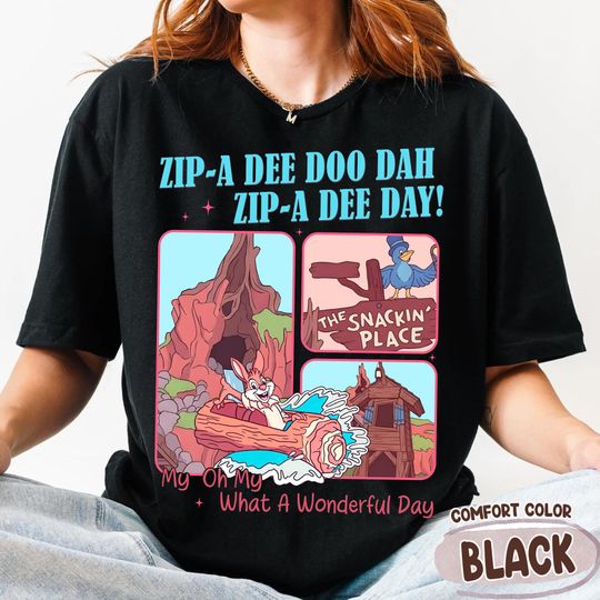 Discover Disney Splash Mountain Zip A Dee Doo Dah Shirt, Cute Brer Rabbit & Mr Bluebird Tee