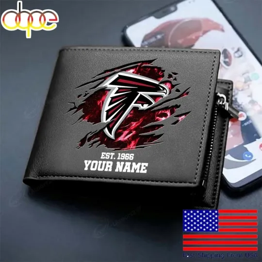 Discover Personalized Atlanta Football Falconss Team Men Leather Wallet Gift For Him