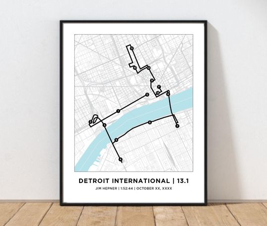 Discover Detroit 13.1 International Half Course Map | Personalized Detroit  Map | Half Marathon Map | Gift for Runners
