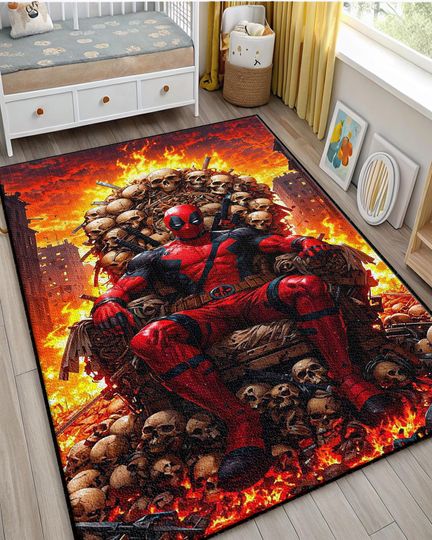 Discover Deadpool Rug: Anti-Slip Cotton Blend, 3D Print, Kids Room