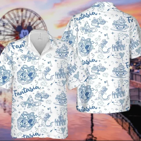 Retro Fantasia Sorcerer Mickey Hawaiian Shirt, Disney Fantasia Hawaiian Shirt