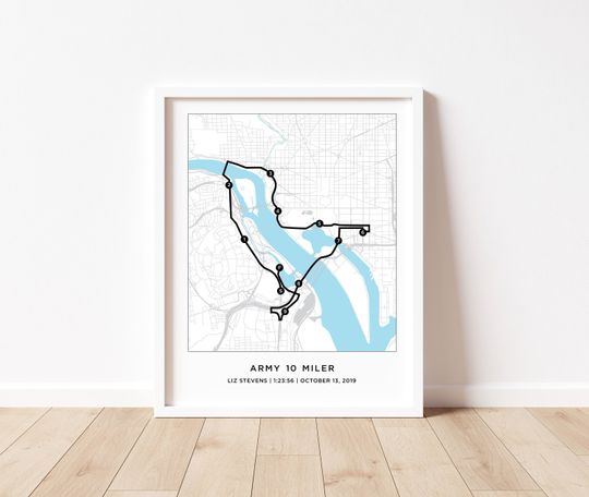 Discover Army Course 10 Mile Map | Personalized Army Race Map | DC Running Course Map | Gifts for Runners