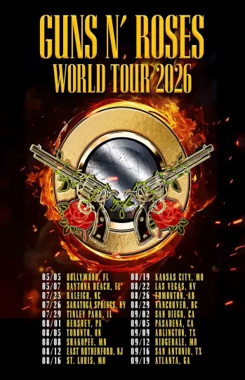 Discover Guns N Roses 2026 World Tour Framed Concert Poster