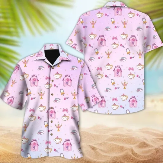 Disney Mrs Pot Hawaiian Shirt, Beauty and the Beast Characters Hawaiian Shirt