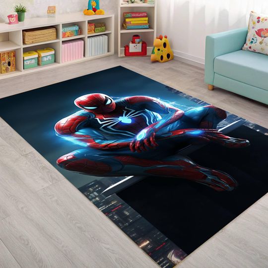 Discover Spiderman Kids Room Rug: Modern 3D Print, Non-Slip