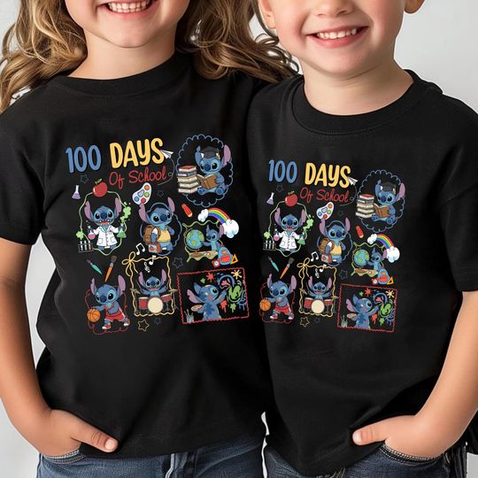 Discover Cute Stitch Happy 100 Days Of School Shirt, Disney Classroom Celebration Tee