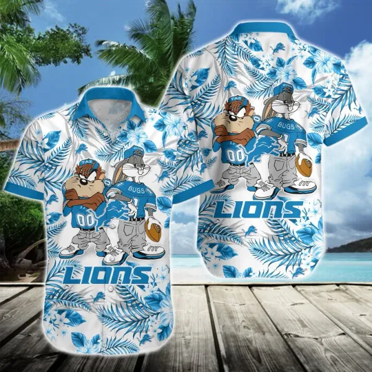 Discover Detroit Lions Toon Squad Tropical Hawaiian Shirt