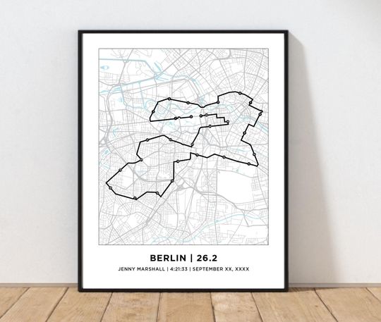 Discover Berlin 26.2 Marathoner Course Map | Personalized Berlin Route Map | Custom Marathon Map | Gift for Runners | 26.2 Map