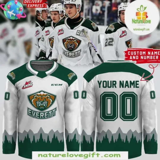 Personalized Everett White Hockey JerseyGift For Valentine