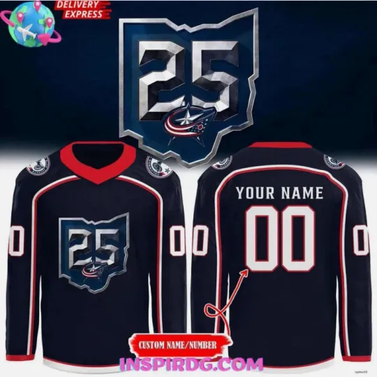 Discover Personalized Columbus Blue 25th Anniversary Hockey Jersey Gift For Valentine