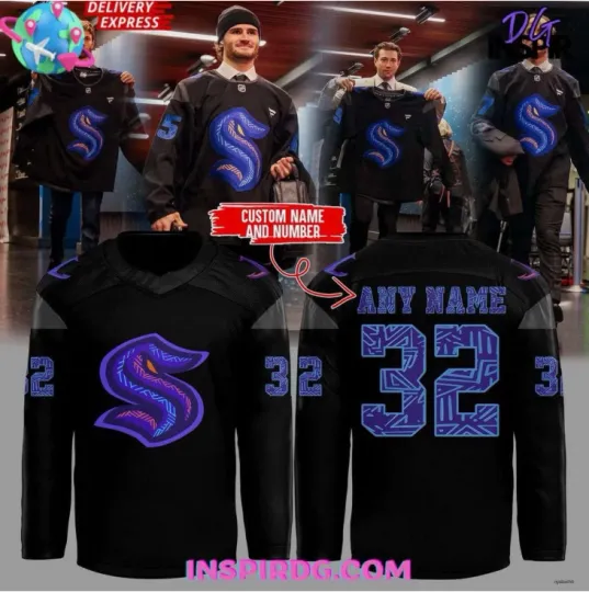 Custom Seattle Black Hockey History Night Hockey Jersey Gift For Valentine