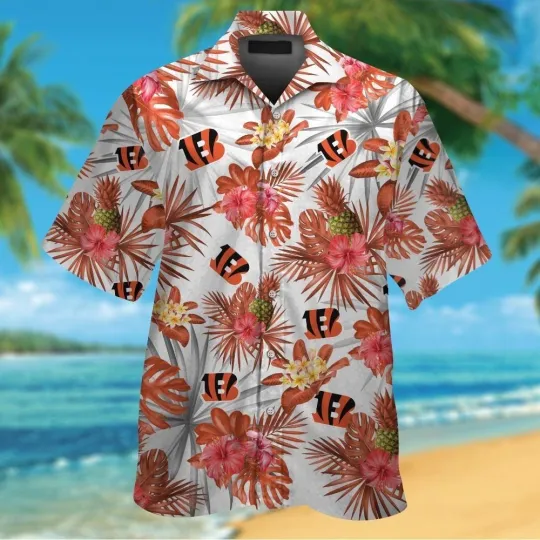 Discover Cincinnati Bengals Short Sleeve Button Up Tropical Hawaiian Shirt