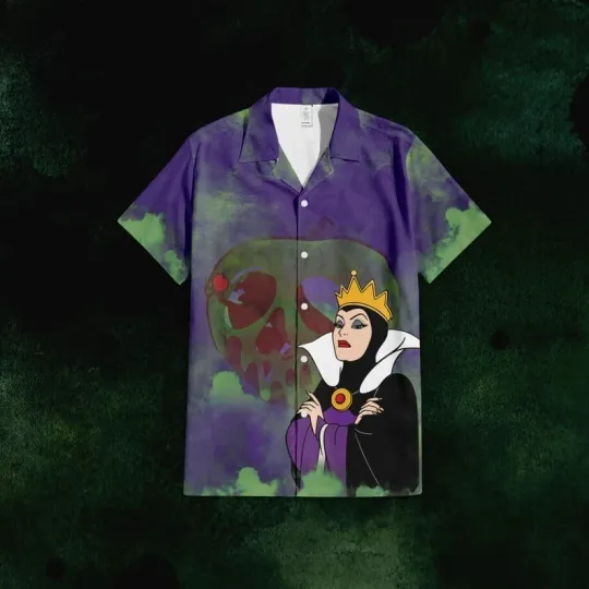 Evil Queen Disney Villain Hawaiian Shirt, Disney Villains Button Up Shirt
