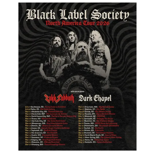 Discover NEW!!! Black Label Society Tour 2026 Poster