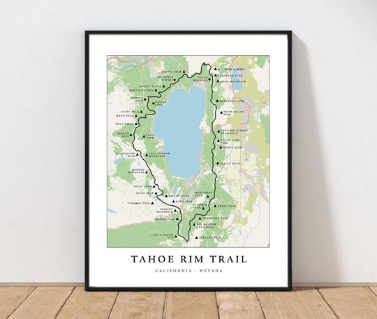 Discover Tahoe Rim Hiking Trail Map | Lake Tahoe Map | California Trail Map | Hiking Map | Nevada Trail Map