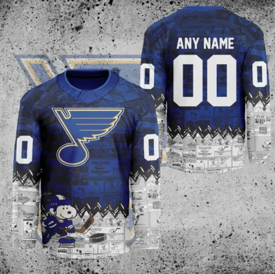 Discover Personalized Louis Blues Peanuts 75th Anniversary Hockey Jersey