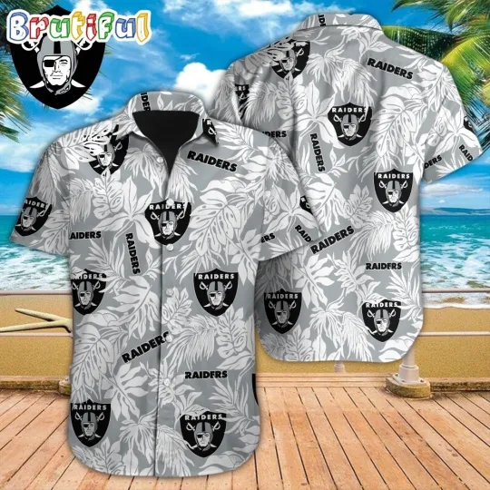 football Las Vegas Raiders Hawaiian Shirt Tropical Leafs Design Aloha Shirts