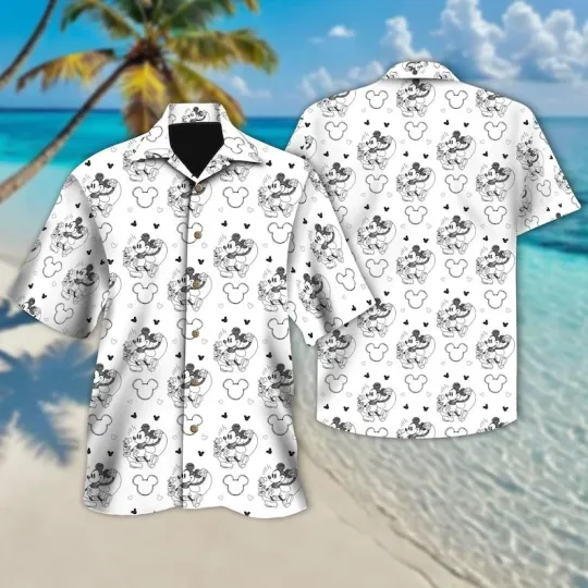 Discover Disney Mickey Mouse Drawing Sketch Hawaiian Shirt, Disneyland Mickey Magic Kingdom