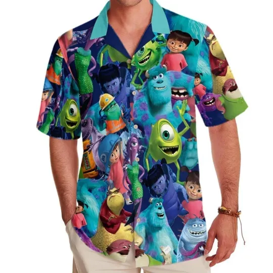 Discover Disney Monster Inc University Hawaiian Shirt, Sulley Boo Mike Hawaiian Shirt
